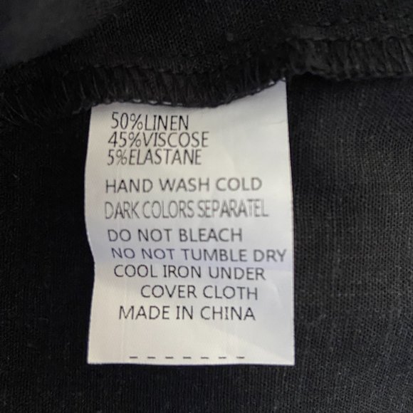 🌱 LEONI women’s midi dress black Size L / 14 Linen Blend NEW V neck - Picture 7 of 10